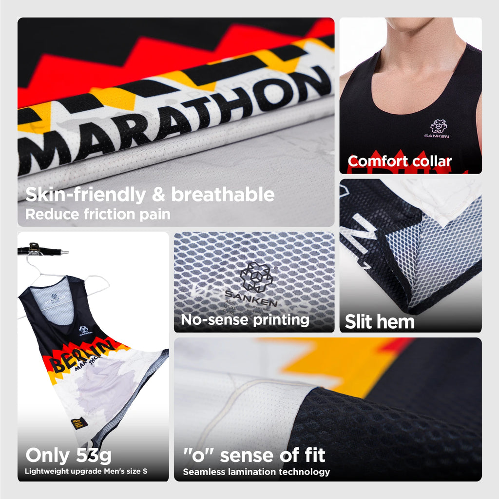 Maillot de running homme sans couture, noir, L, M, S, XL